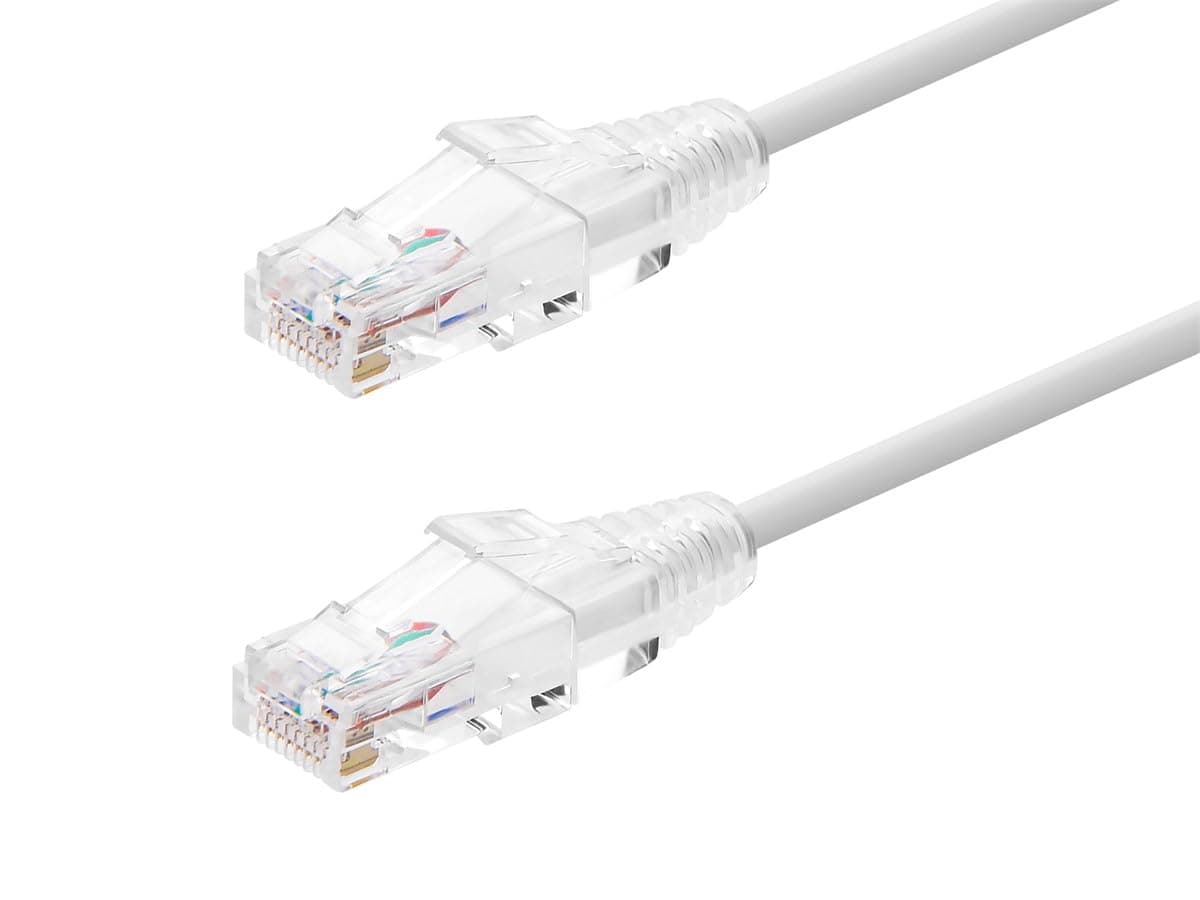 Monoprice Cat6 Ethernet Patch Cable - Snagless, Stranded, 550MHz, UTP, CMR Rated, 28AWG, 25 Feet, White - SlimRun Series
