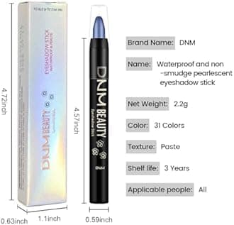 evpct Blue Shimmer Cream Eye Shadow Sticks Brightener Pencils for Women, Shimmery Blue Silky Eyeshadow Applicator Stick Pen Waterproof, Blendable Crease-Proof Stick Eyeshadow Shimmer Eye Makeup 64