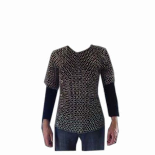 Queen Brass Chainmail Shirt S Size Short Length Rust Proof Butted Chain Mail Costume Standard Black