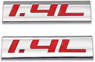 AxleZx 2X Chrome Metal 1.4L Logo Car Emblem Premium 3D 1.4 Badge Auto Door Fender Sticker Side Wing Decal (1.4L,Silver&Red)