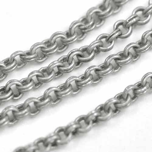 Antique Silver Plated Chain #28: Small 1.5mm Double Cable Chain (Per Yard/per 3 feet)