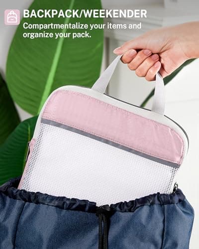 Compression Packing Cubes, Gonex Extensible Storage Mesh Bags Organizers, B: 6 PCS Pink, L+M+S+XS+Slim+Laundry Bag