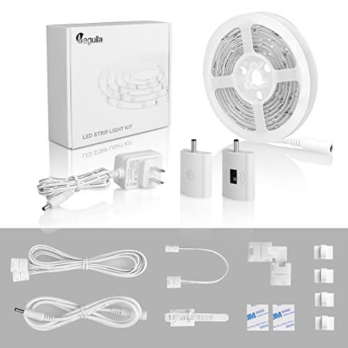 Under Cabinet Lighting, Megulla 8ft/2.5m Dimmable LED Strip Light Pro Kit with Free Selected LED Connectors and 12V ETL-Certified Power Adapter, Wave and Touch Activated -Cool White, 6000K