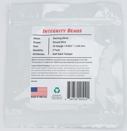 Sterling Silver 16 Gauge Half-Hard Temper Round Wire - 5 Feet