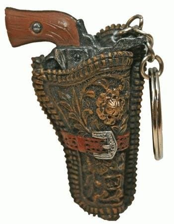 Western Holstered Gun Keychain, 2-inch