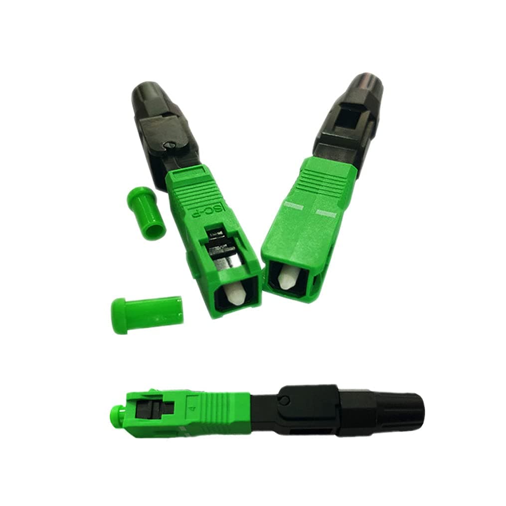 YDC SC/APC Singlemode Fiber Optic PrePolished Connector 3-Pack Green Male-to-Male Fast Connector for FTTx, CATV, Telecommunication Networks
