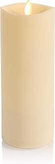 Luminara Realistic Artificial Moving Flame Outdoor Pillar Candle - Moving Flame LED Battery Operated Lights for Outside Christmas, Thanksgiving - Remote Ready - Remote Sold Separately - 3.25" x 8.5"