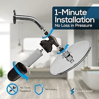 SparkPod Ultra Shower Filter - Shower Head Water Filter and Cartridge - 150 Stage Equivalent - Removes Up to 95% of Chlorine and Heavy Metals - for Soft Hair and Skin (Vintage Oil Rubbed Bronze)