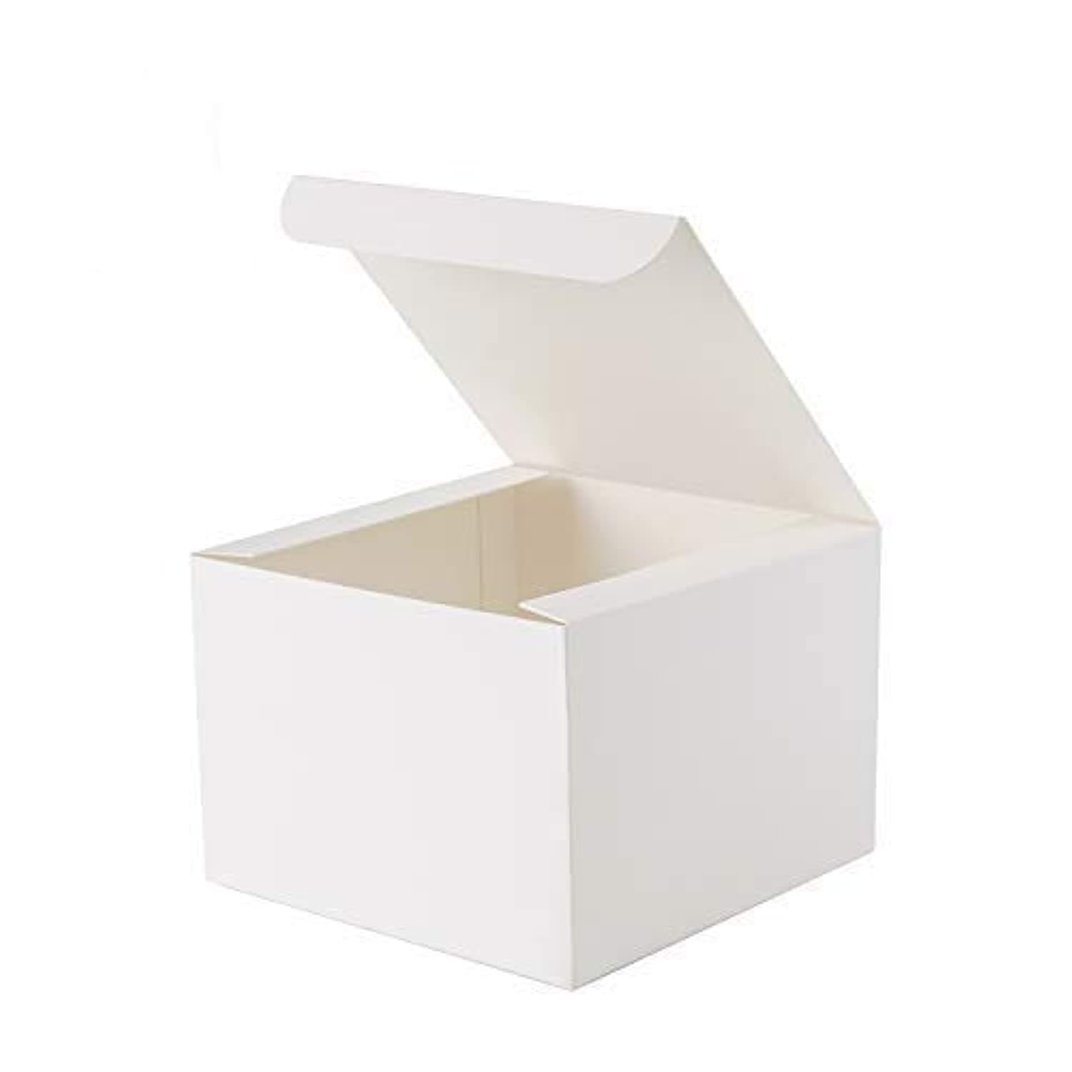 GEFTOL Gift Box 10 Pack 6 x 6 x 4 inches Fold Box Paper Gift Box Bridesmaids Proposal Box for Bridal Birthday Party Christmas（White）