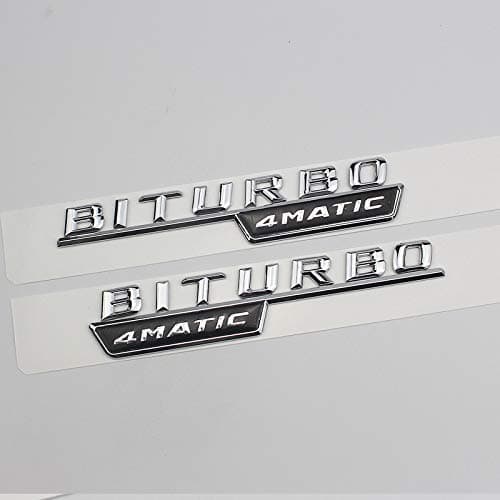 LUOWAN Chrome BITURBO 4MATIC Letters Sides Emblem Emblems Badges 2pcs