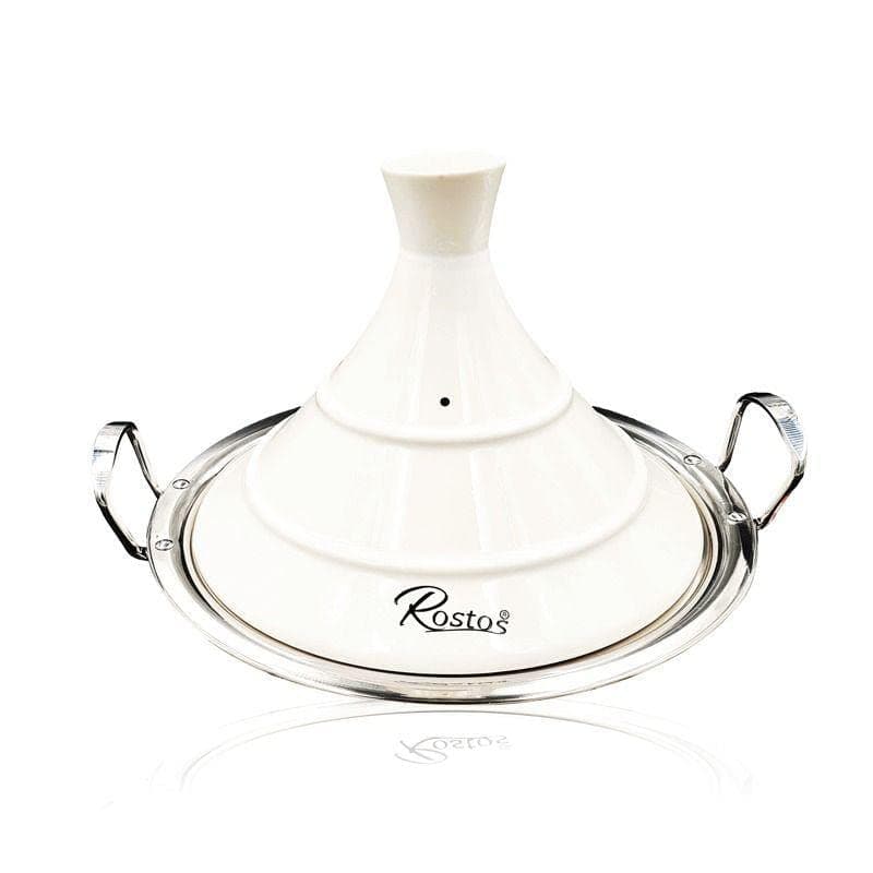 Rostos Moroccan Tagine Pot, White Diameter 30 cm Ceramic Induction, Available in Three Sizes, Casserole, Premium Quality, Suitable for All Hobs and Oven