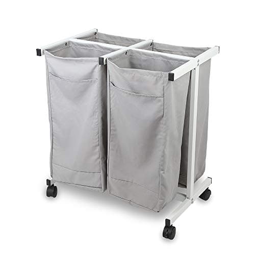 JEFEE Laundry Sorter Cart kaundry Sorter Divided Hamper with Heavy Duty Rolling Wheels, Heavy Duty 4 Bag Waterproof Laundry Sorter Cart for Clothes Storage, Gray