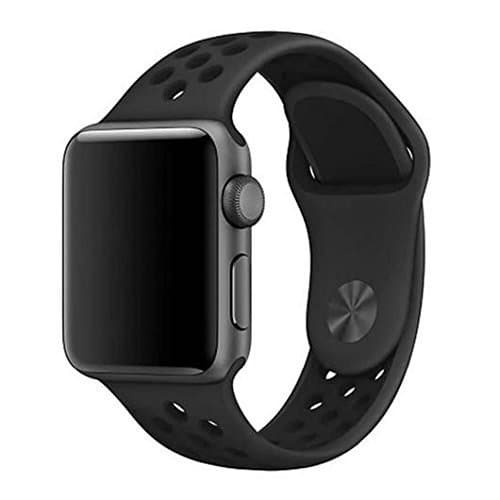 Globus Geschaft Soft Silicone Replacement Strap Sport Band for Apple Watch 42 mm iWatch (Black)