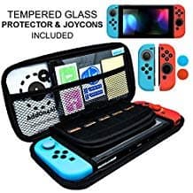 Switch Carrying Case for Nintendo, Switch Accessories, Switch Screen Protector, JoyCon Cover Grip, 20 Game SD Memory Card Protective Carrying Case Starter Kit