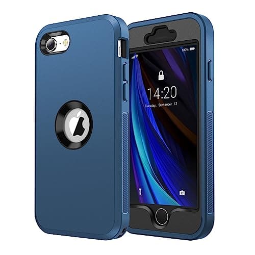 for iPhone SE Case 2022/2020,iPhone 8/7 [Shockproof] [Dropproof] [Dust-Proof] [Military Grade Drop Tested] with Non-Slip Removable Heavy Duty Full Body Phone Case 4.7 Inch-Dark Blue+Blue