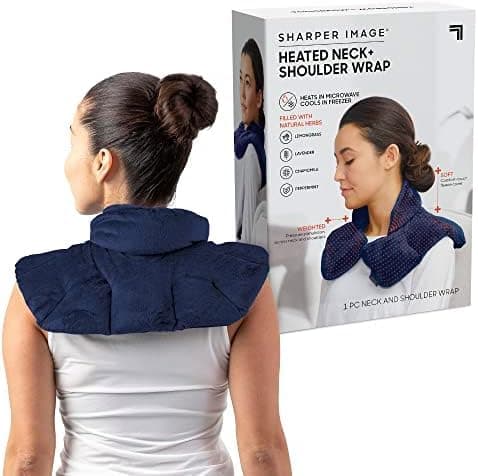 Sharper Image Heated Neck & Shoulder Wrap-Microwavable Warm&Cooling Plush Pad,Scented Aromatherapy(100% Natural Lavender &Herb Spa Blend)Pain Tension Headache Relief Therapy,Gift for Women(Pack of 8)