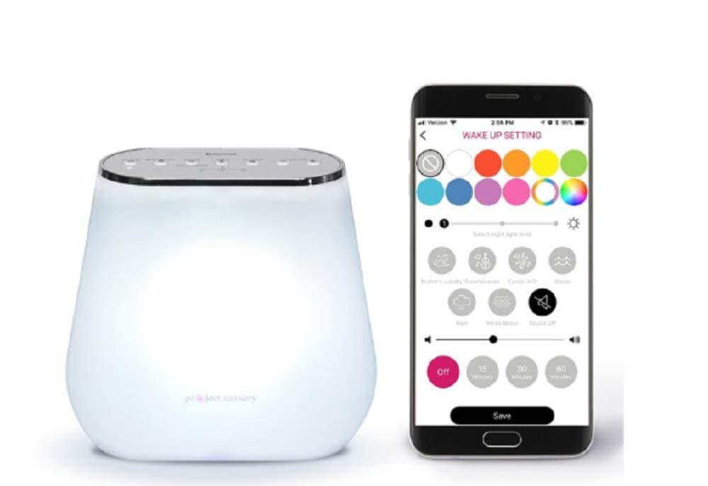 Bluetooth Smart Sound Soother with Multi-Color Nightlight, Alexa Enabled, Voice Control, 3 Natural Sounds, 3 Lullabies, Power Adapter Included