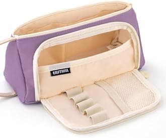 EASTHILL Polyester Big Capacity Pencil Case Pouch Pen Case Simple Stationery Bag School College Office Organizer For Teens Girls Adults Student, Deep Purple Xw, Simple