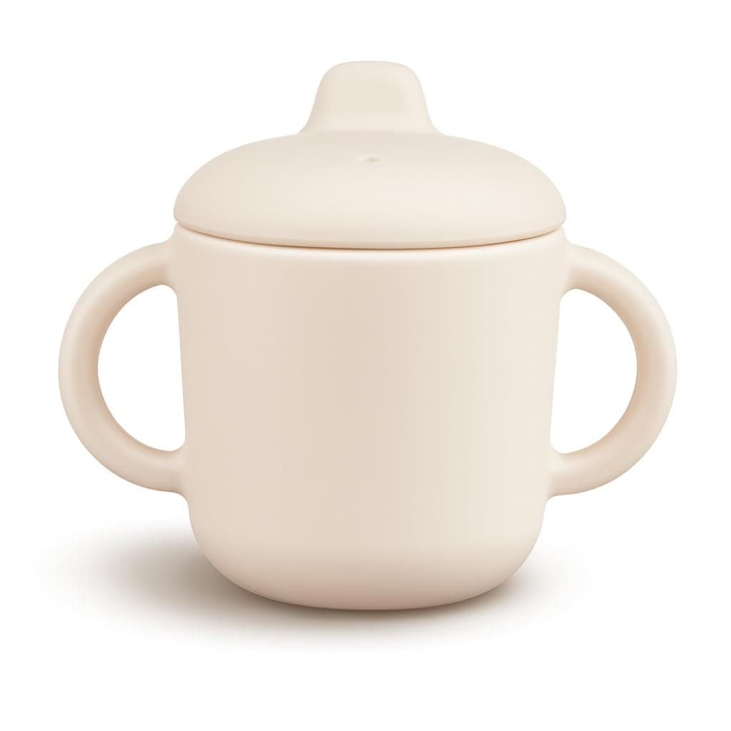 6 Months+ Sippy Cups with Handles,Small Silicone Sippy Cups Leak Proof 5oz,No Spill Sippy cups for Toddlers (Milk)