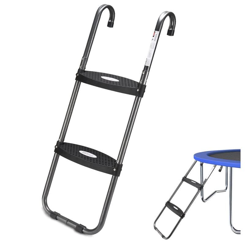HBTower Trampoline Ladder with Horizontal and Wide Steps, Universal Hook, UV Treated Steel, 220 lbs Capacity Trampoline Accessories for Children Kids