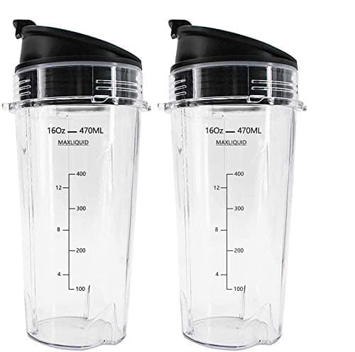 2 Pack Ninja 16 oz Replacement Cups with Sip & Seal Lid Compatible with BL770 BL780 BL660 for Nutri Ninja Auto IQ Series Blenders
