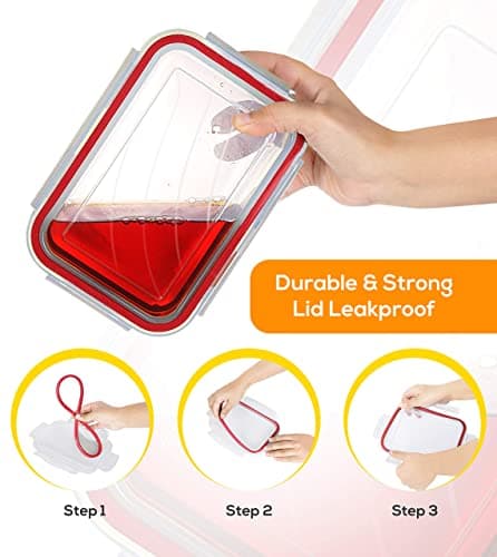 Utopia Kitchen Plastic Food Storage Container Set with Airtight Lids - 24 Pieces (12 Containers & 12 Snap Lids)- Reusable & Leftover Lunch Boxes - Leak Proof & Microwave Safe