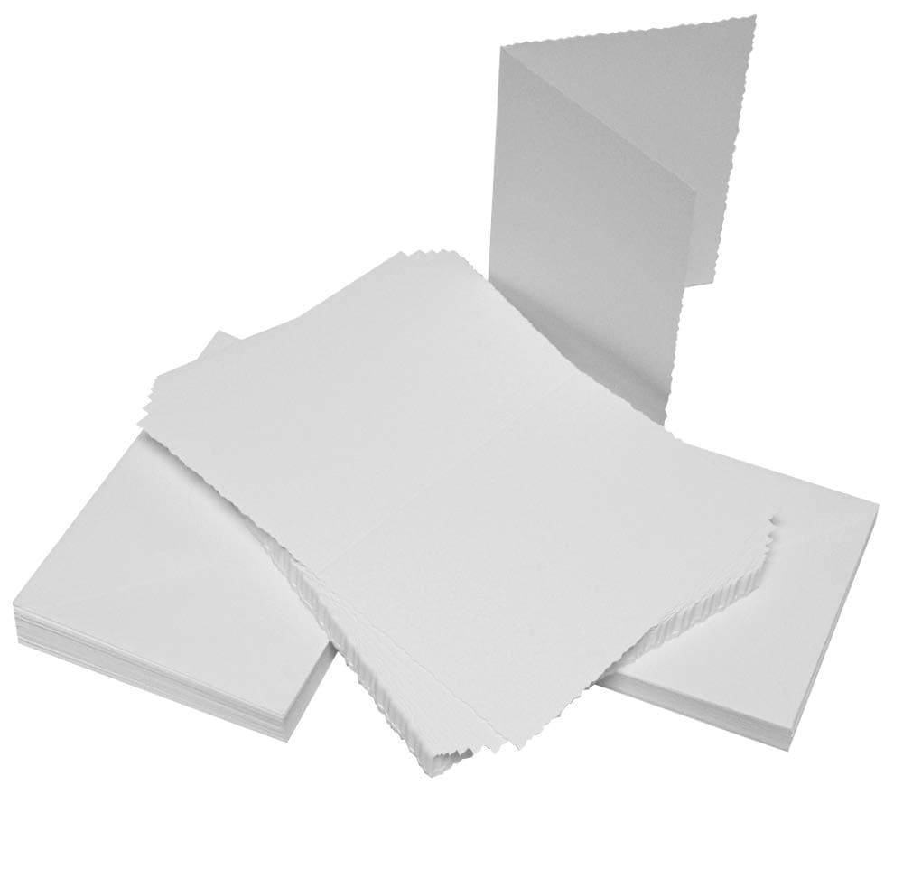 Craft UK 283 C6 Deckle Card and Envelope Pack of 50 - White