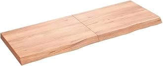 vidaXL Solid Wood Bathroom Countertop, Versatile Light Brown Oak Top for Bathroom Vanity or Desk, Handmade Live Edge