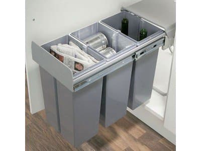 Stolmet Manufacturing Kitchen Under Counter Pull Out Recycle Waste Container Bin with Soft Close (baseMount 300mm - 3 bins)