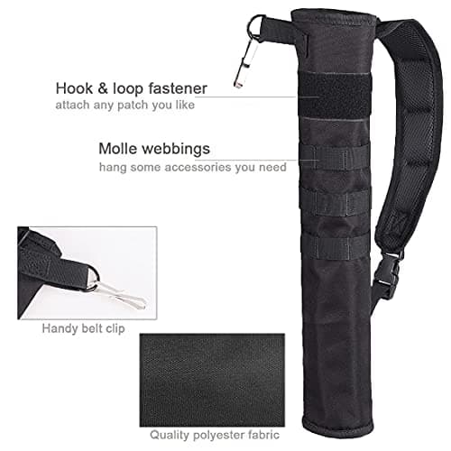 KRATARC Archery Lightweight Back Arrow Quiver Dual Use Foldable Compact Hip Arrows Bag with Molle System Hanged for Target Shooting (Black- Diameter 3.5''), Black- Diameter 3.5''