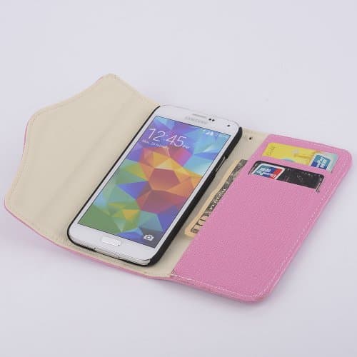 S5 Case,Galaxy S5 Wallet Case,Galaxy S5 Case By Caseland Stand Leather Folio Zipper Hidden Wallet Brass Anchor Case For Samsung Galaxy S5 I9600 Pink