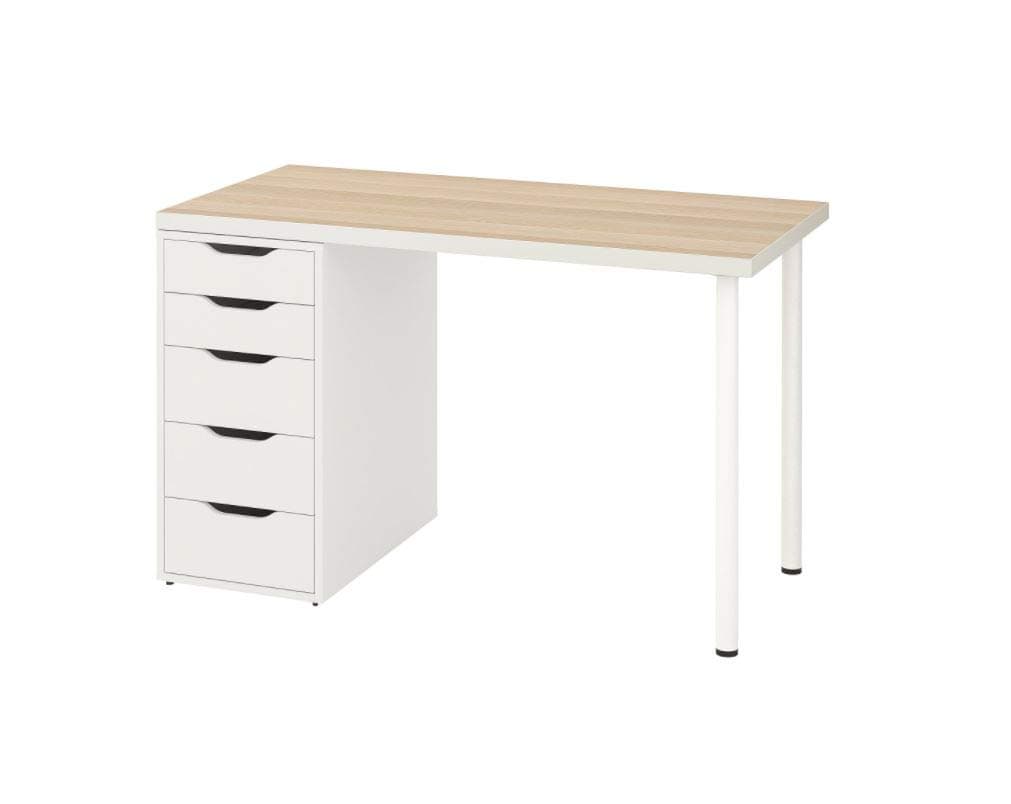 Ikea Linnmon Alex Table 47" White Stained Oak Effect 992.143.04