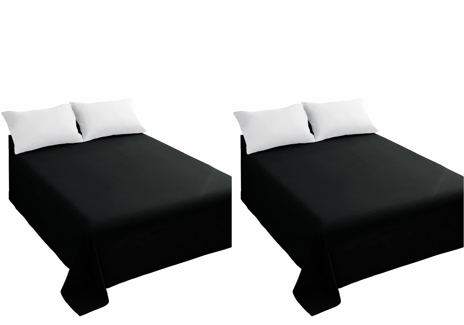 SfoothomeQueen Flat Sheets Black Top Sheets, Premium Hotel 2-Pieces, Luxury and Soft 1500 Thread Count Quality Bedding Flat Sheets