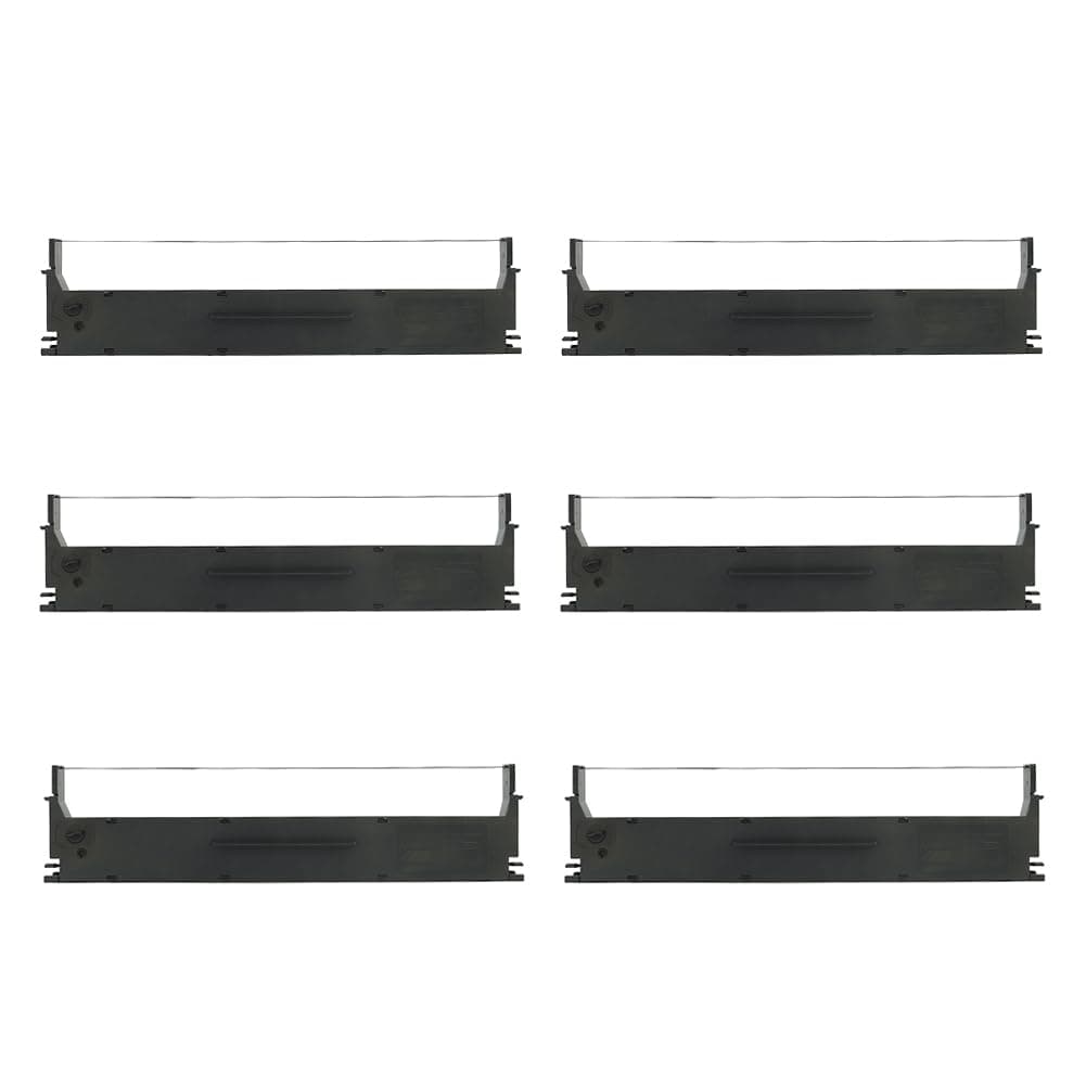 BIGGER Compatible Printer Ribbon Replacement for Epson S015631 LX-350 LX350 Black Fabric Ribbon, Used for Epson LX-350, LX-300+II, LX-300+ Printer, 6 Black Packs