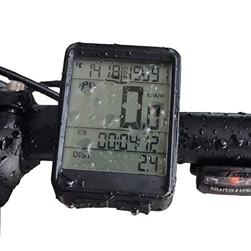 DEALPEAK Wired/Wireless Bicycle Bike Speedometer Odometer Multi Functional Cycle Bike Computer with Waterproof Backlight Display Speed Tracking for Riding Cycling (Wired Type)
