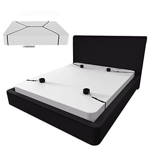 Under the bed restraint Kit - Velcro wrist cuff with Adjustable - Soft and Comfortable Cuffs for Legs, Ankles and Wrists. Fits Any Size Mattress Red