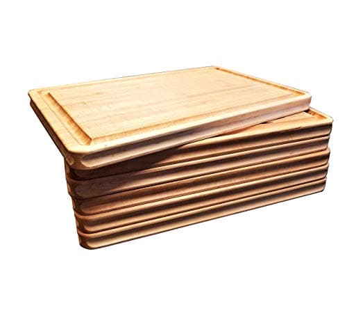 Maple Wood  Cutting Board Edge Grain, Reversible,  with Deep Juice Groove, Carved Inset Handles by Pacific Wood. Handmade In the USA 16 x 12 x 1 Inches