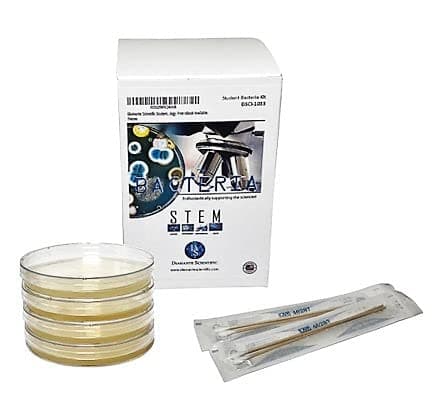 Student Bacteria Growing Science Fair Kit. Four (4) Pre-Poured Agar Plates (100mm) & Swabs. Perfect for Kids. Great for Learning About Microbiology. Free eBook Available.