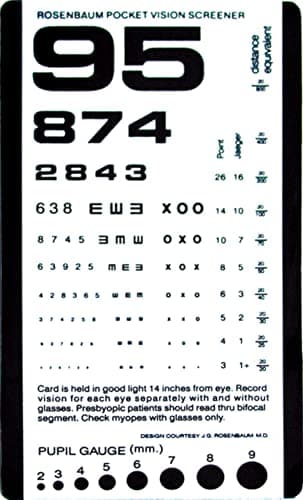 Grafco Pocket Size Plastic Eye Chart 6 3/8 x 3 1/2 Model # 1243 Personal Healthcare / Health Care