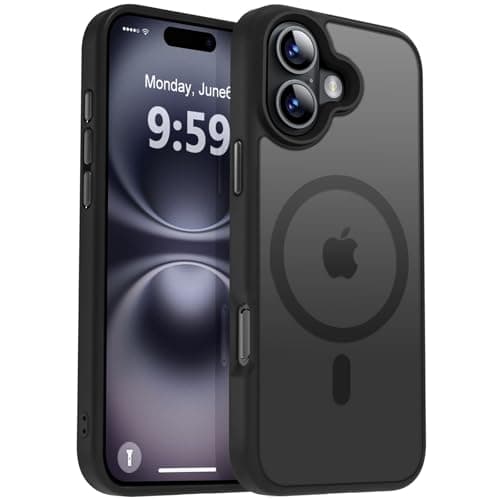 MOCCA Strong Magnetic for iPhone 16 Case, [Compatible with Magsafe][16FT Mil-Grade Drop Protection] Slim Thin Translucent Matte Protective Cover Case for iPhone 16 Phone Case 6.1", Black
