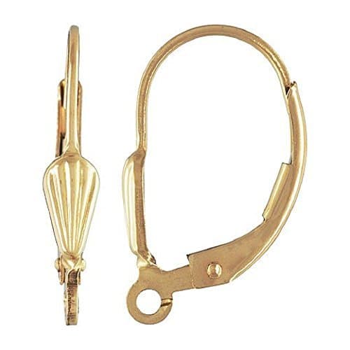 2 pcs 14k Gold Filled Sea Shell Ear Wire Leverback Earwires Lever Back Clip Earring Connector With Closed Ring