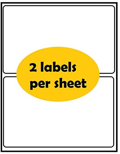 White Self Adhesive Labels 8.5 x 5.5 100 Sheets (2 UP, 200 LABELS)