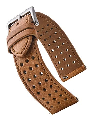 ALPINE Genuine Perforated Leather for Watch Band - Quick Release Replacement Watch Bands for Women & Men - Stainless Steel Buckles - Compatible with Regular & Smart Watch Bands