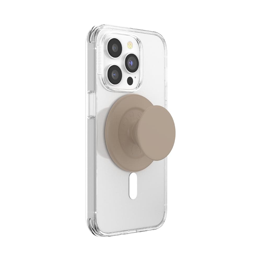 Round Phone Grip Compatible with MagSafe, with Adapter Ring, Phone Stand, Wireless Charging Compatible, Soft Touch Latte