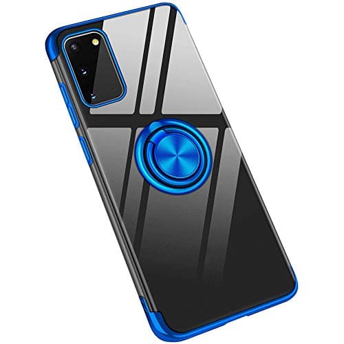 Galaxy S20 Plus Phone Case, Ring Holder Kickstand Clear Transparent Back Magnetic Thin Soft TPU Flexible Silicone Bumper for Samsung Galaxy S20 Plus 6.7Inch 5G Phone (Blue)
