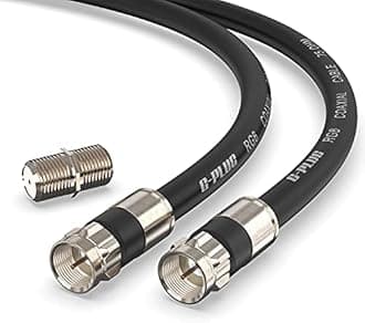 G-PLUG 15FT RG6 Coaxial Cable Connectors Set – High-Speed Internet, Broadband and Digital TV Aerial, Satellite Cable Extension – Weather-Sealed Double Rubber O-Ring and Compression Connectors Black