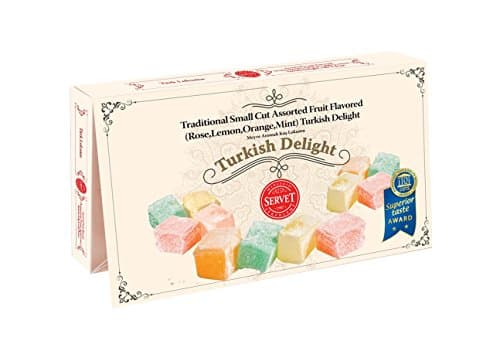 TRADITIONAL SMALL CUT ASSORTED FRUIT FLAVORED (ROSE,LEMON,ORANGE,MINT) AUTHENTIC TURKISH DELIGHT 9oz