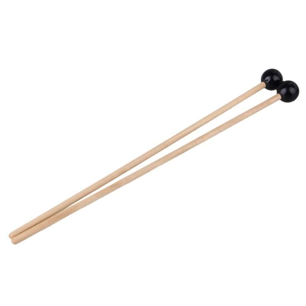 VANVENE 1-Pair 15Inch Black Plastic Head Mallet Percussion Bell Mallets Sticks with Wooden Handle Music Accessories
