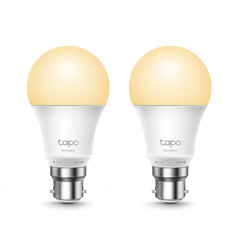 Tapo TP-Link Smart Bulb, Smart Wi-Fi LED Light, B22, 8.7W, Energy saving, Works with Amazon Alexa and Google Home, Dimmable Soft Warm White, No Hub Required - L510B(2-pack)[Energy Class F]