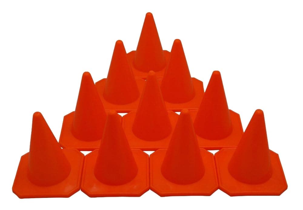 BlueDot Trading 4” Mini Plastic Traffic Cones (10, Orange)